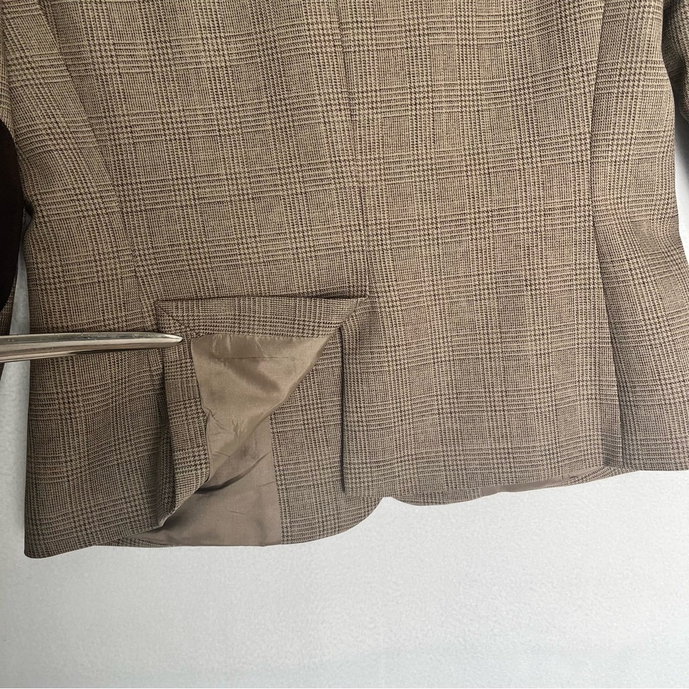 Daniel Cremieux Women's Blazer Plaid Elbow Patch Brown Preppy Tailored Cozy Sz 8 - Picture 9 of 15